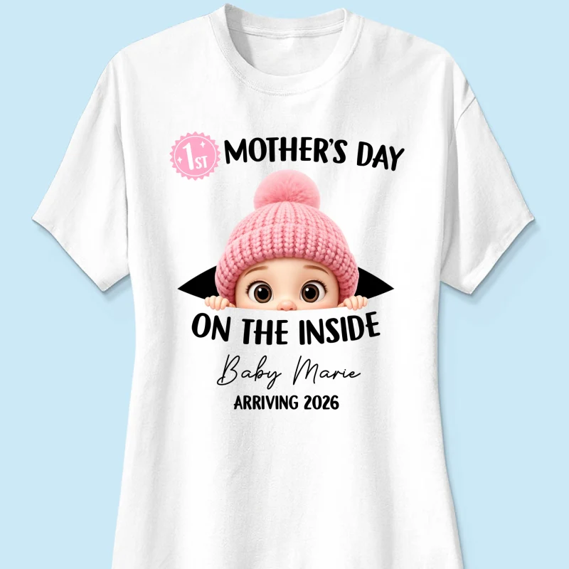 First Mother's Day on the Inside - Personalized Shirt - Baby Arriving Gift, Custom Pregnancy Announcement Tee - Image 35