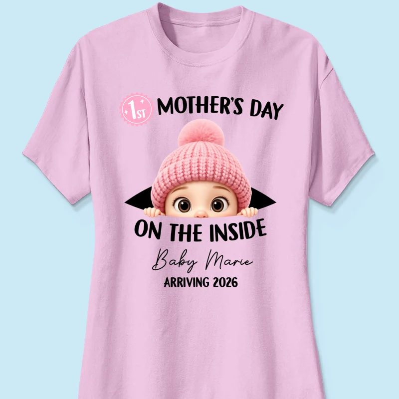 First Mother's Day on the Inside - Personalized Shirt - Baby Arriving Gift, Custom Pregnancy Announcement Tee - Image 37