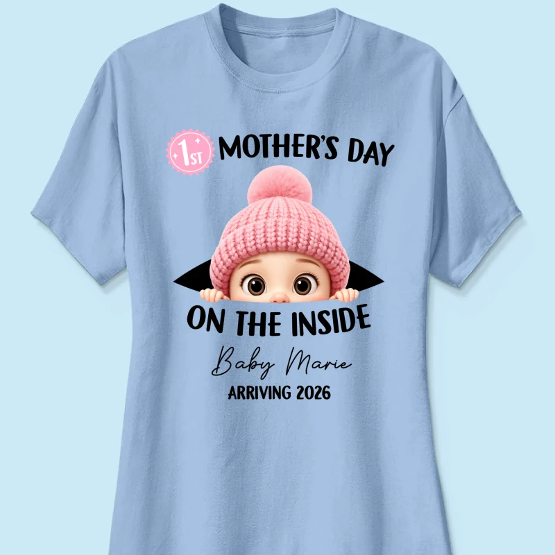 First Mother's Day on the Inside - Personalized Shirt - Baby Arriving Gift, Custom Pregnancy Announcement Tee - Image 38
