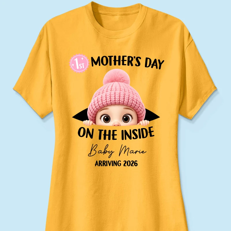 First Mother's Day on the Inside - Personalized Shirt - Baby Arriving Gift, Custom Pregnancy Announcement Tee - Image 39