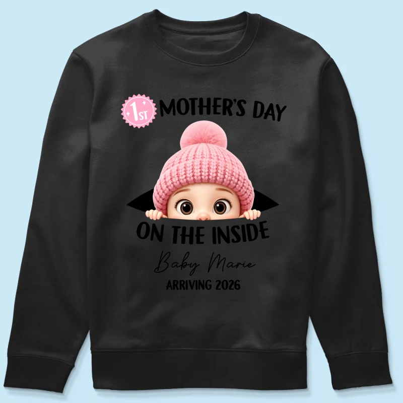 First Mother's Day on the Inside - Personalized Shirt - Baby Arriving Gift, Custom Pregnancy Announcement Tee - Image 41