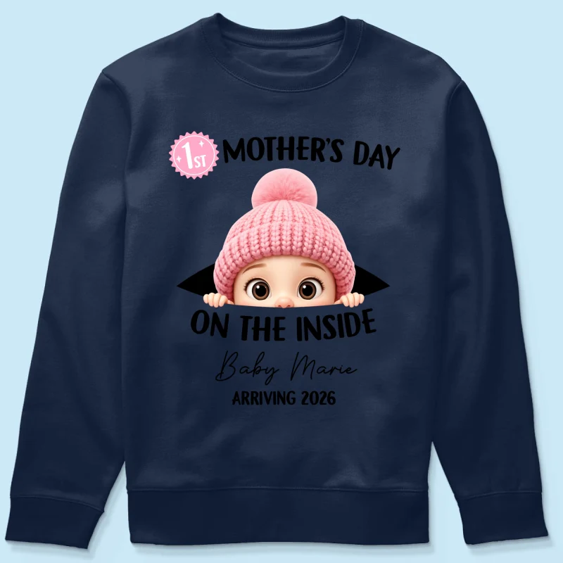 First Mother's Day on the Inside - Personalized Shirt - Baby Arriving Gift, Custom Pregnancy Announcement Tee - Image 42