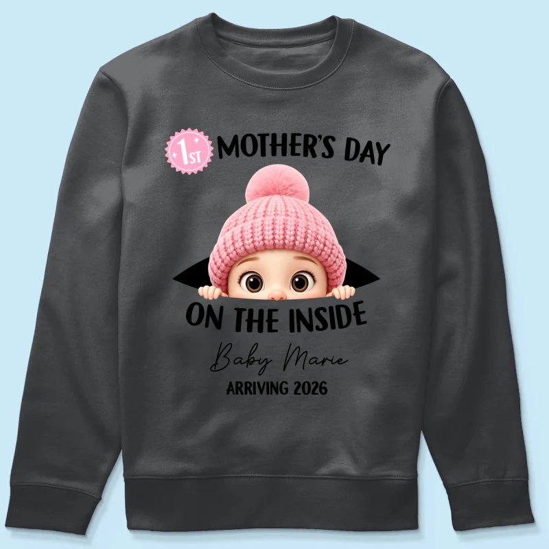 First Mother's Day on the Inside - Personalized Shirt - Baby Arriving Gift, Custom Pregnancy Announcement Tee - Image 43