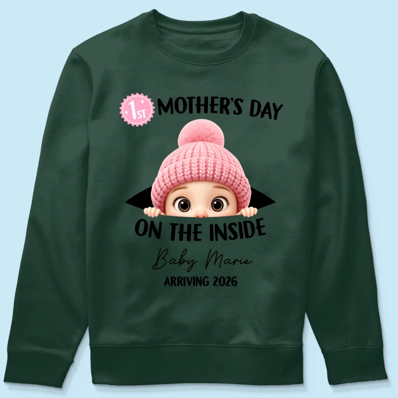 First Mother's Day on the Inside - Personalized Shirt - Baby Arriving Gift, Custom Pregnancy Announcement Tee - Image 44