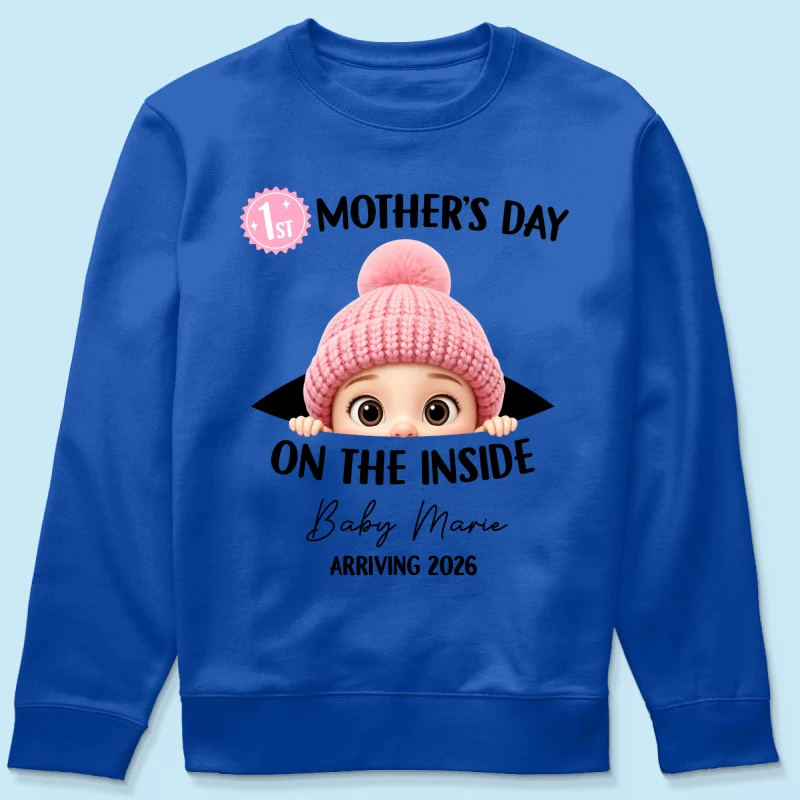 First Mother's Day on the Inside - Personalized Shirt - Baby Arriving Gift, Custom Pregnancy Announcement Tee - Image 45