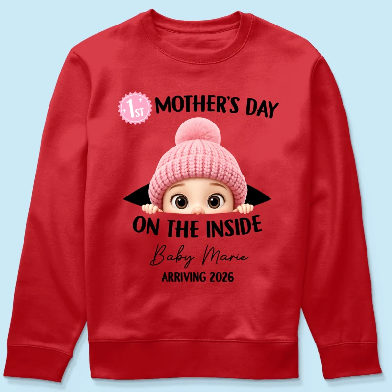First Mother's Day on the Inside - Personalized Shirt - Baby Arriving Gift, Custom Pregnancy Announcement Tee - Image 46