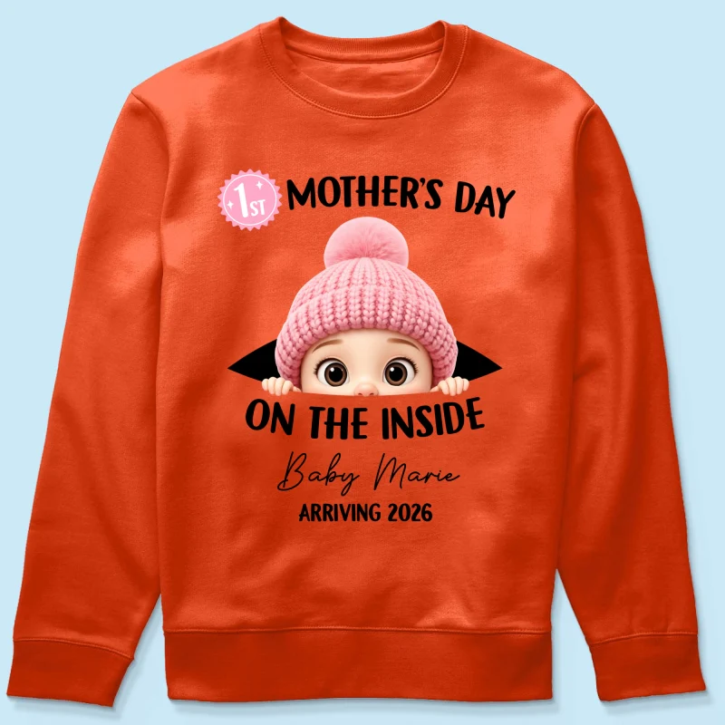 First Mother's Day on the Inside - Personalized Shirt - Baby Arriving Gift, Custom Pregnancy Announcement Tee - Image 47