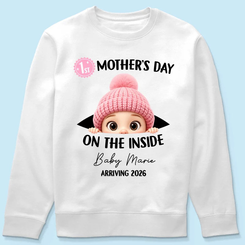 First Mother's Day on the Inside - Personalized Shirt - Baby Arriving Gift, Custom Pregnancy Announcement Tee - Image 48