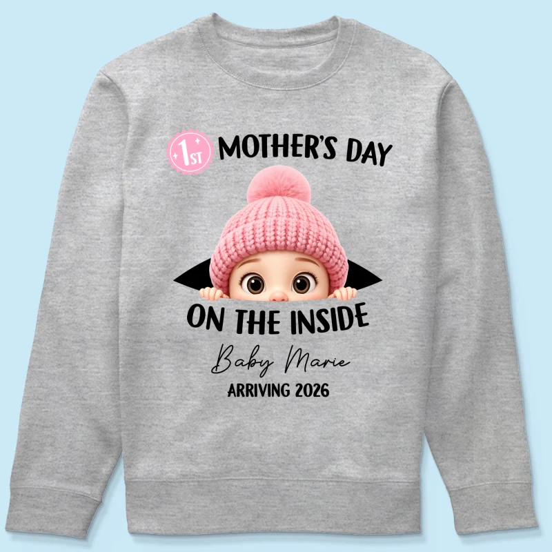 First Mother's Day on the Inside - Personalized Shirt - Baby Arriving Gift, Custom Pregnancy Announcement Tee - Image 49