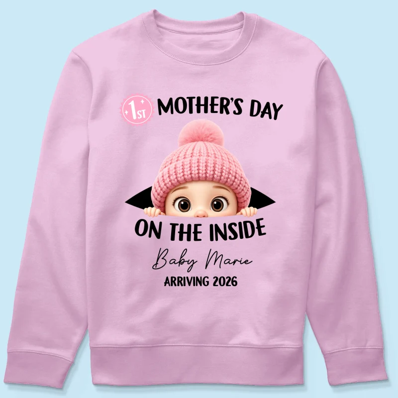 First Mother's Day on the Inside - Personalized Shirt - Baby Arriving Gift, Custom Pregnancy Announcement Tee - Image 50