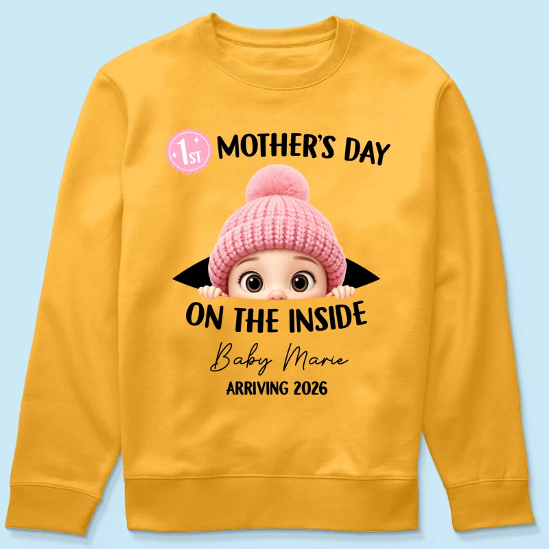 First Mother's Day on the Inside - Personalized Shirt - Baby Arriving Gift, Custom Pregnancy Announcement Tee - Image 51