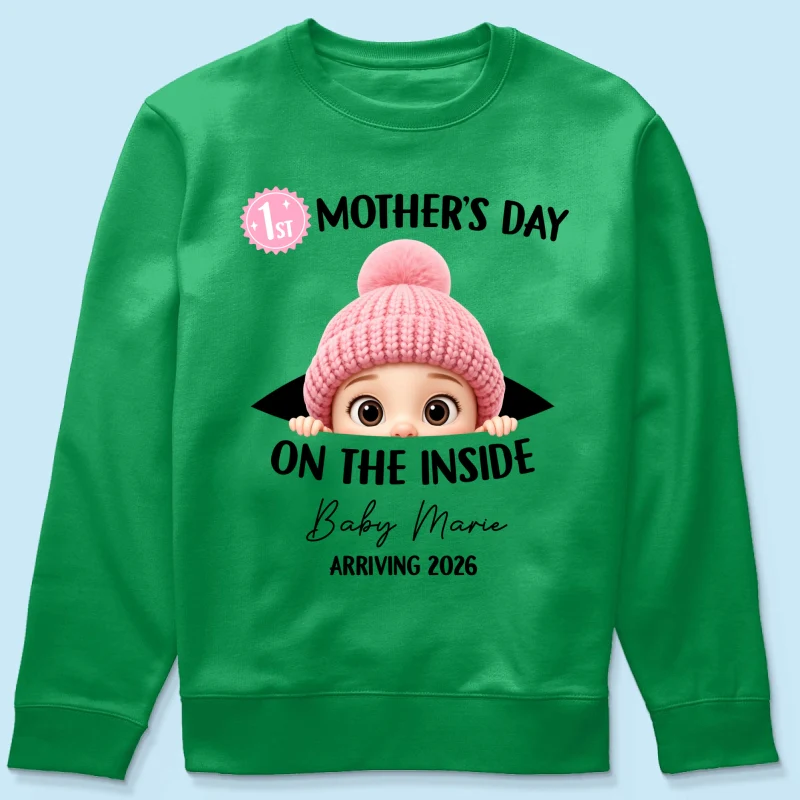 First Mother's Day on the Inside - Personalized Shirt - Baby Arriving Gift, Custom Pregnancy Announcement Tee - Image 52