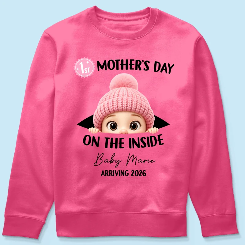 First Mother's Day on the Inside - Personalized Shirt - Baby Arriving Gift, Custom Pregnancy Announcement Tee - Image 53