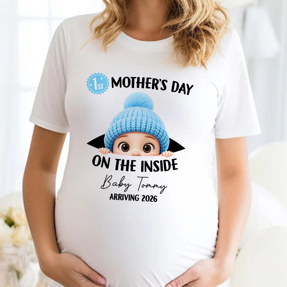 First Mother's Day on the Inside - Personalized Shirt - Baby Arriving Gift, Custom Pregnancy Announcement Tee - Image 6