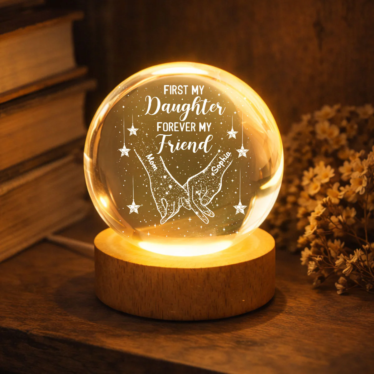 First My Daughter Forever My Friend - Personalized Crystal Ball LED Night Light - Heartfelt Gift For Daughter - Image 6