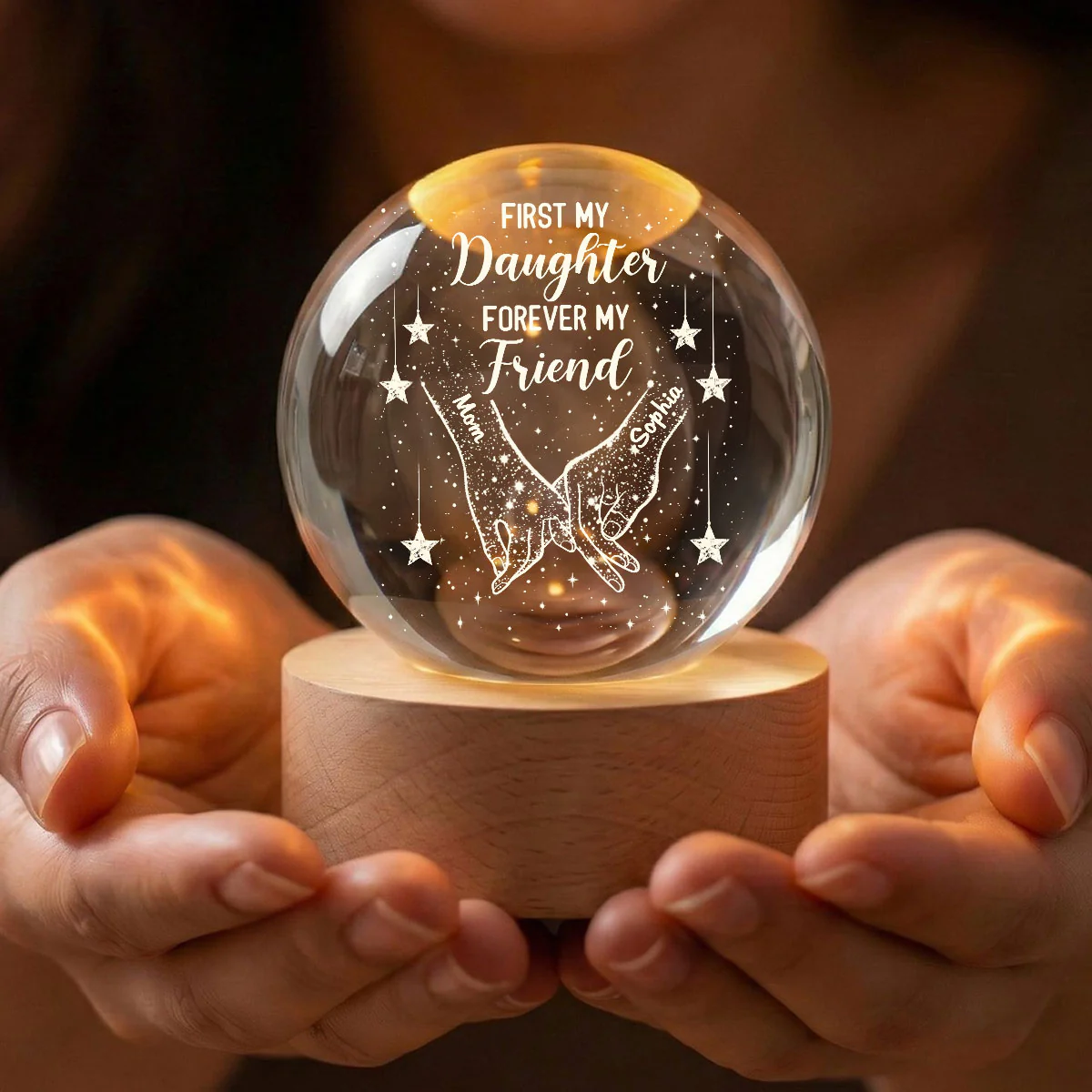 First My Daughter Forever My Friend - Personalized Crystal Ball LED Night Light - Heartfelt Gift For Daughter - Image 7