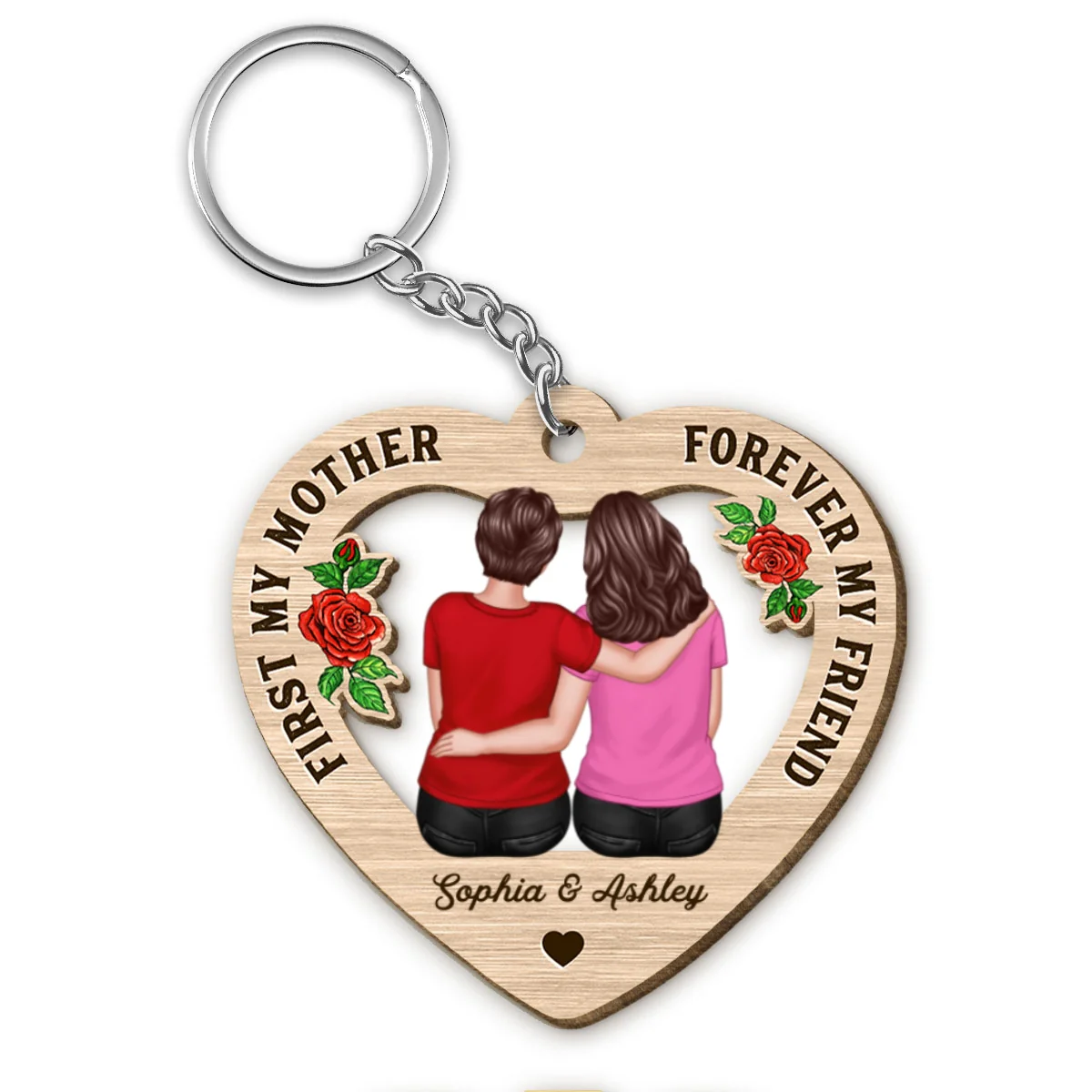 First My Mother Forever My Friend Gift for Mom Personalized Wooden Keychain - Image 6