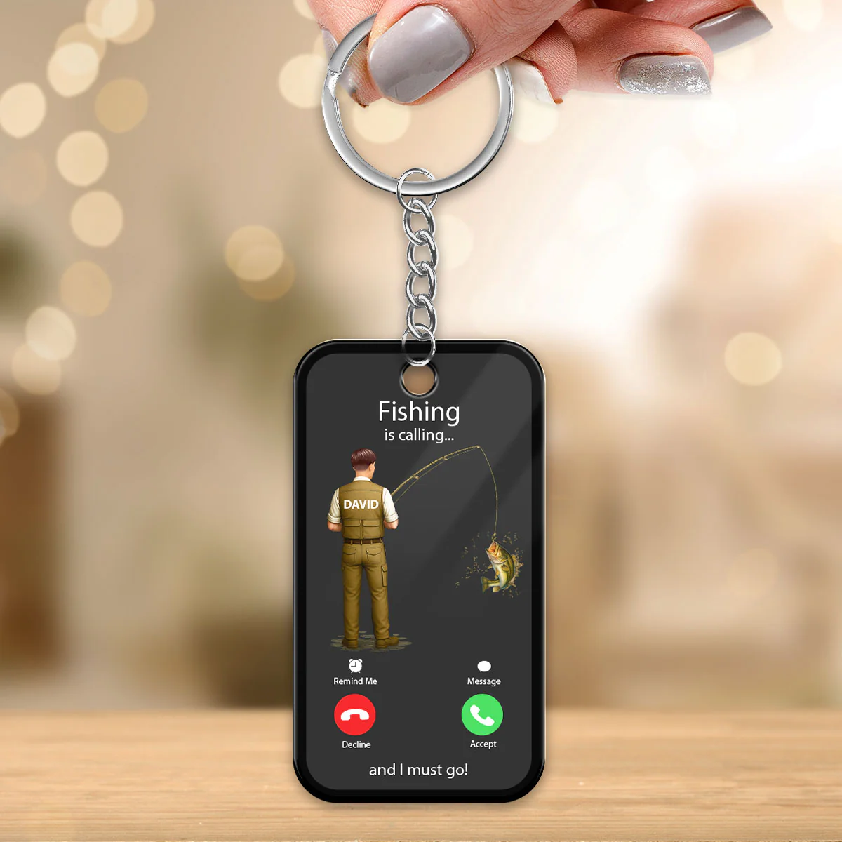 Fishing Calling Personalized Acrylic Keychain, Funny gift for Fisherman - Image 4