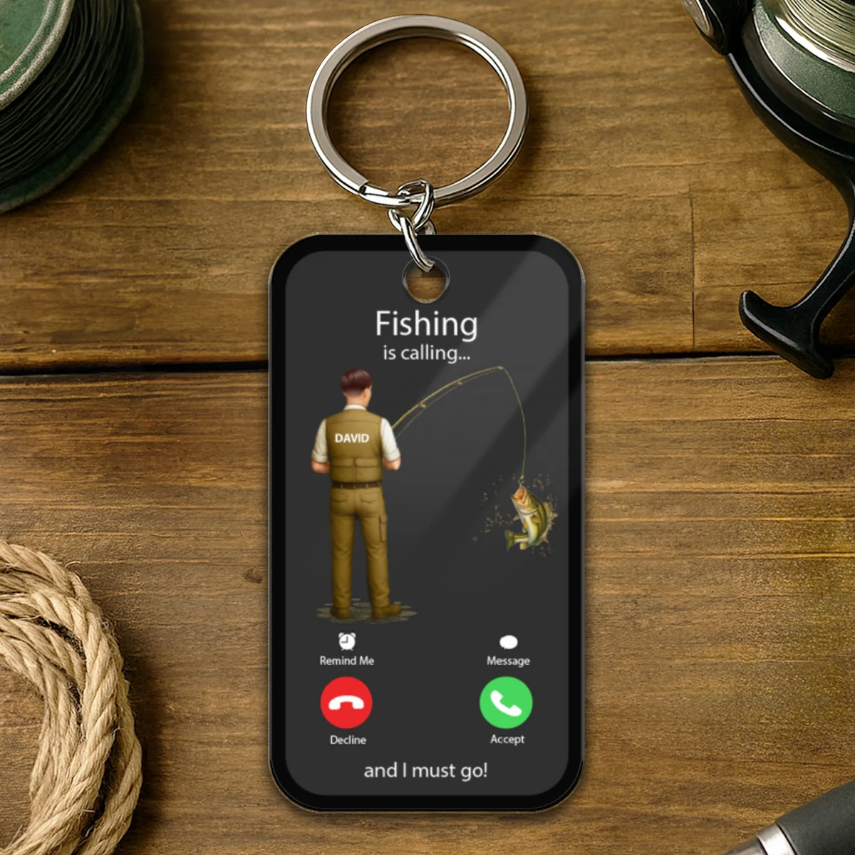 Fishing Calling Personalized Acrylic Keychain, Funny gift for Fisherman - Image 6