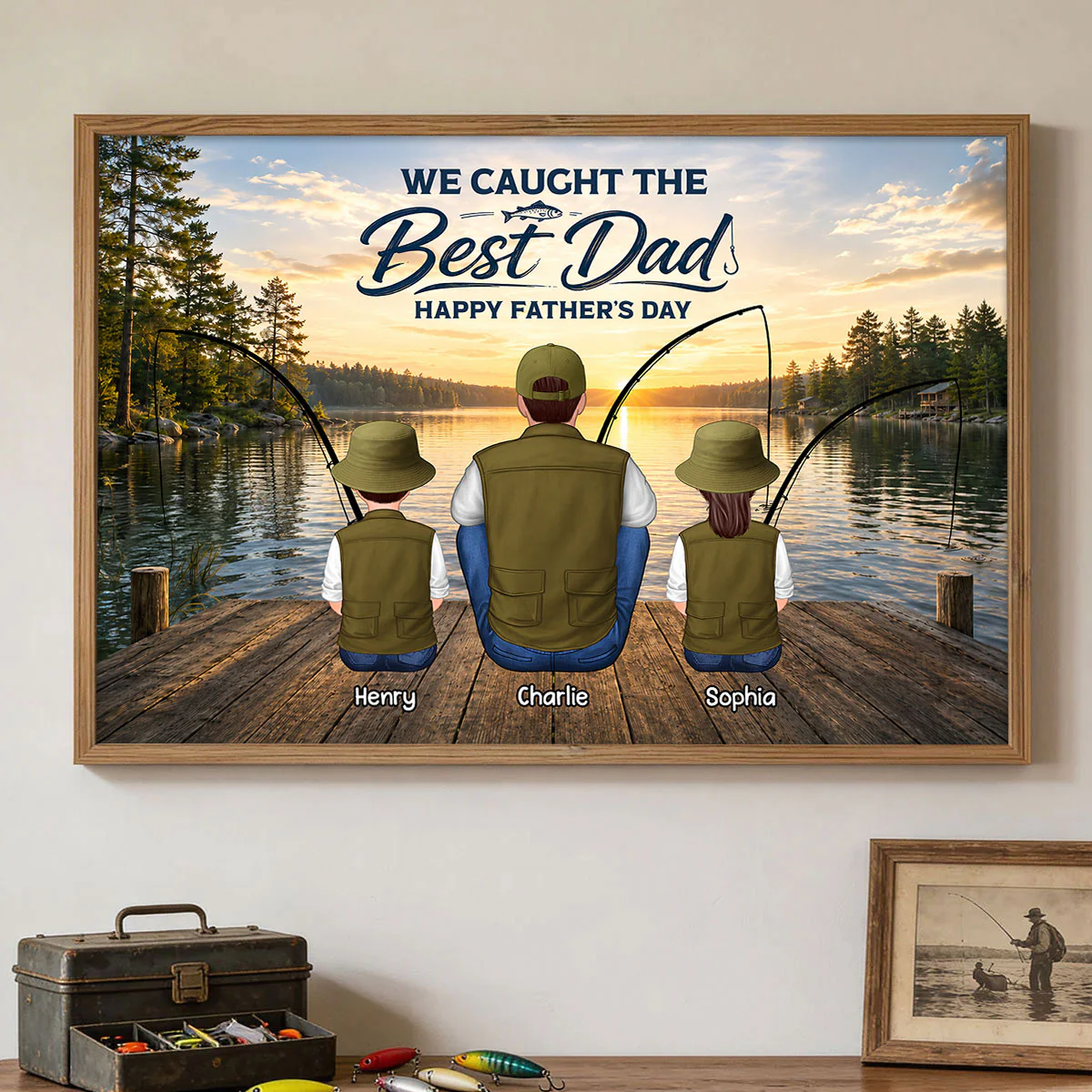 Fishing Dad And Kids We Hooked The Best Dad - Personalized Poster - Father's Day Gift For Dad, Husband - Image 5