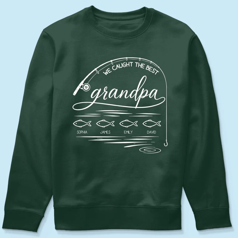 Fishing Dad Grandpa Best Catch Outline Style - Personalized Shirt - Image 19