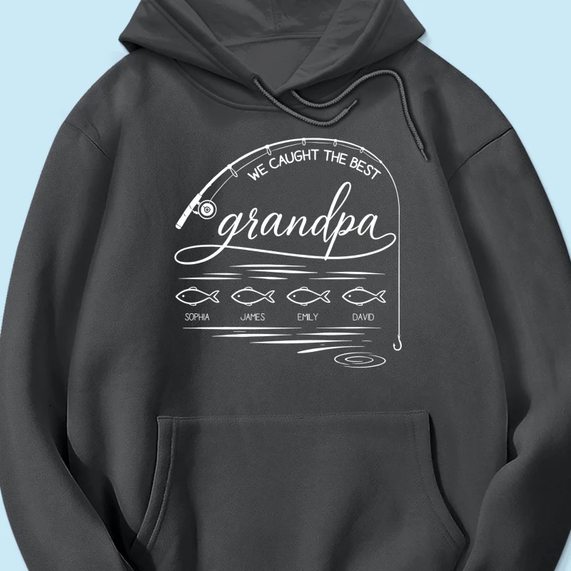 Fishing Dad Grandpa Best Catch Outline Style - Personalized Shirt - Image 23