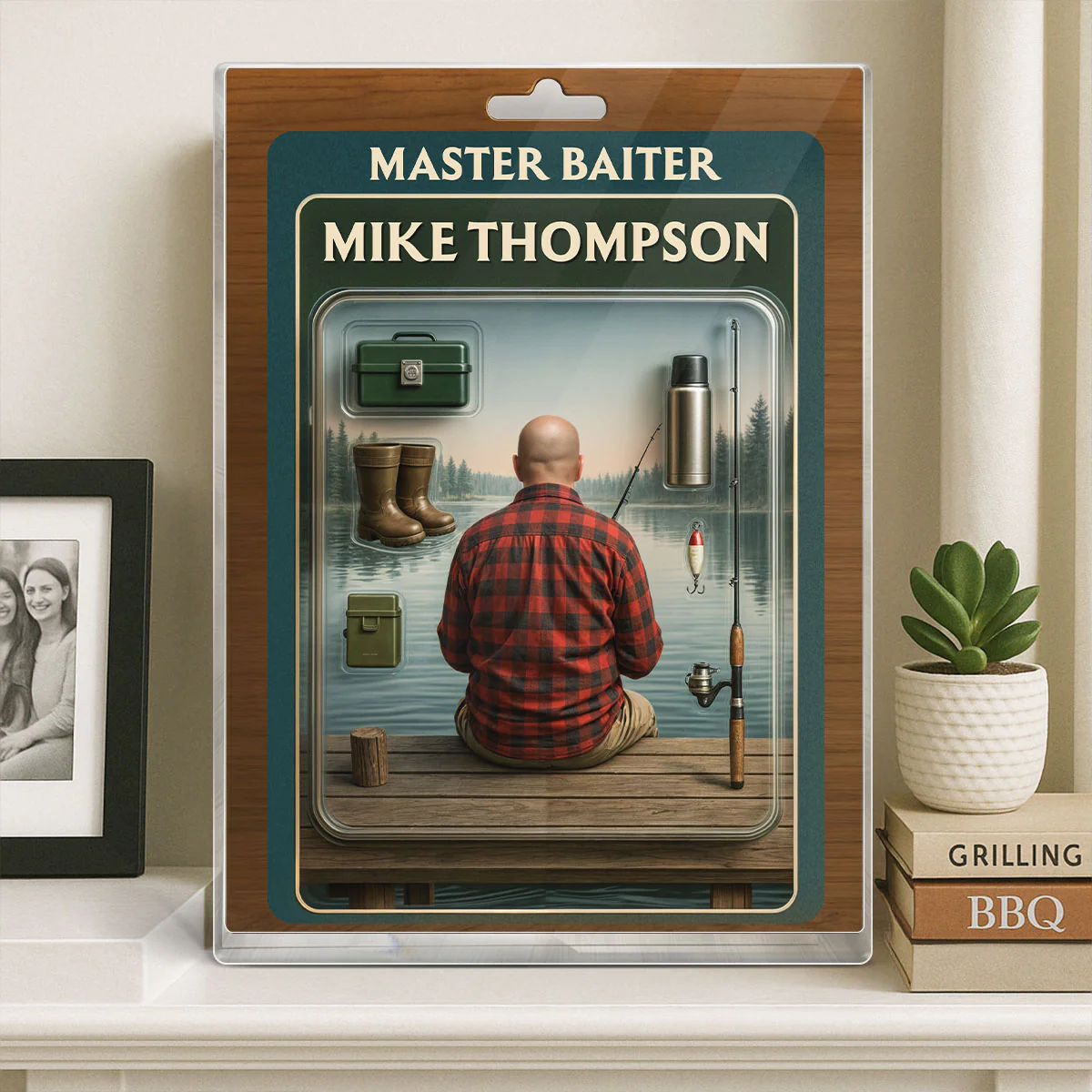 Fishing Dad Grandpa Man Realistic Figure Style Personalized Acrylic Block Plaque - Image 5