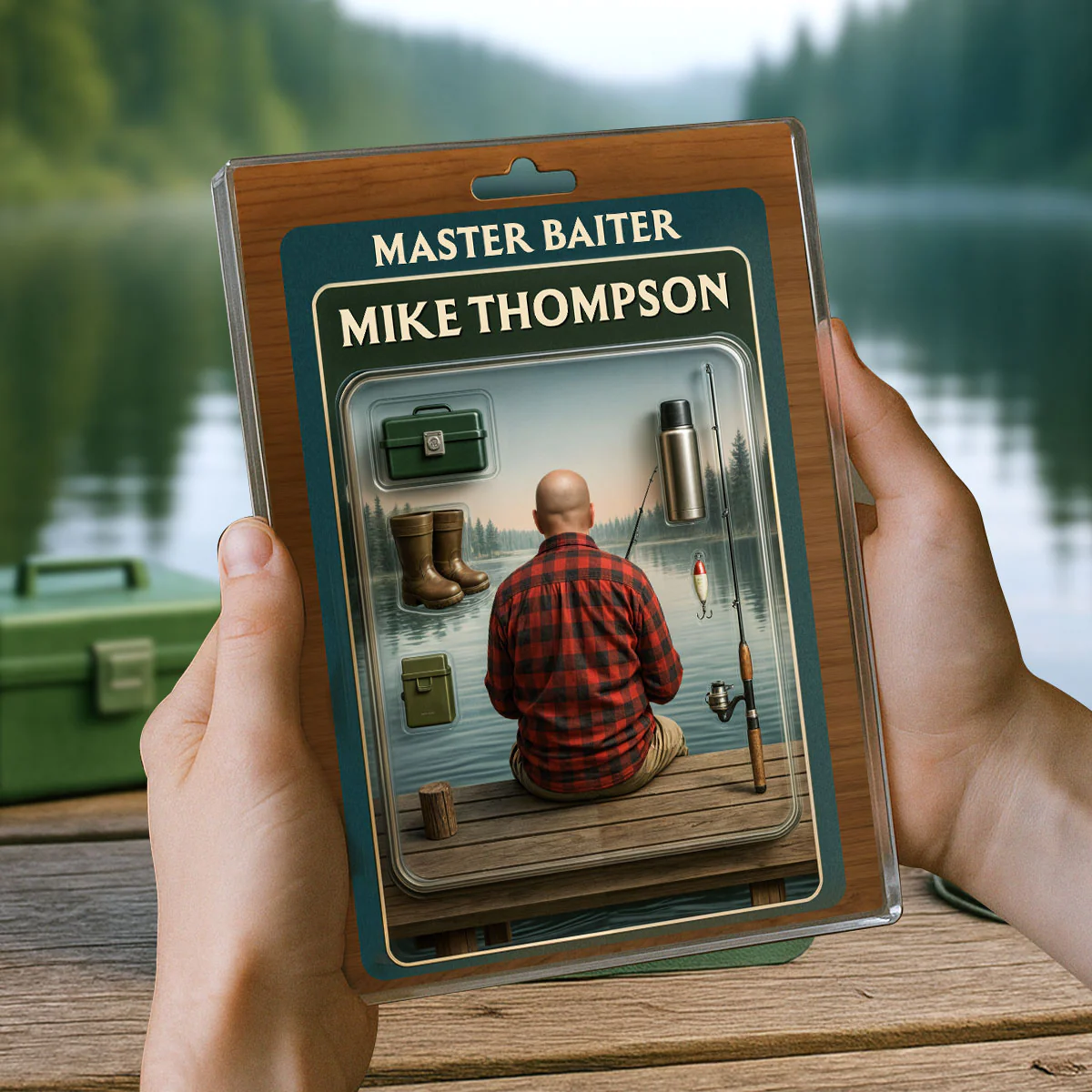 Fishing Dad Grandpa Man Realistic Figure Style Personalized Acrylic Block Plaque - Image 6