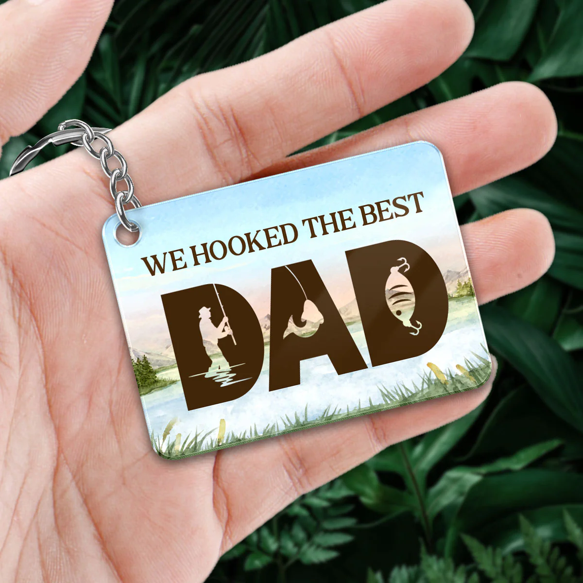 Fishing Dad Grandpa Walking Man And Kids Personalized Acrylic Keychain - Image 3
