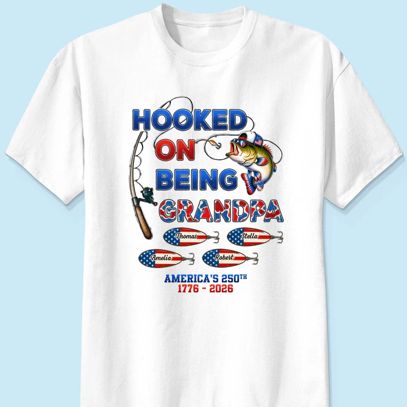 Fishing Grandpa Hooked On Freedom America 250th Anniversary - Personalized Shirt - Gift For Grandpa, 250 Years Of Freedom - Image 10