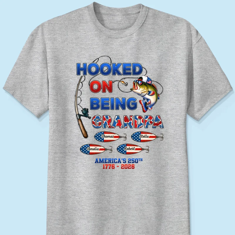 Fishing Grandpa Hooked On Freedom America 250th Anniversary - Personalized Shirt - Gift For Grandpa, 250 Years Of Freedom - Image 11