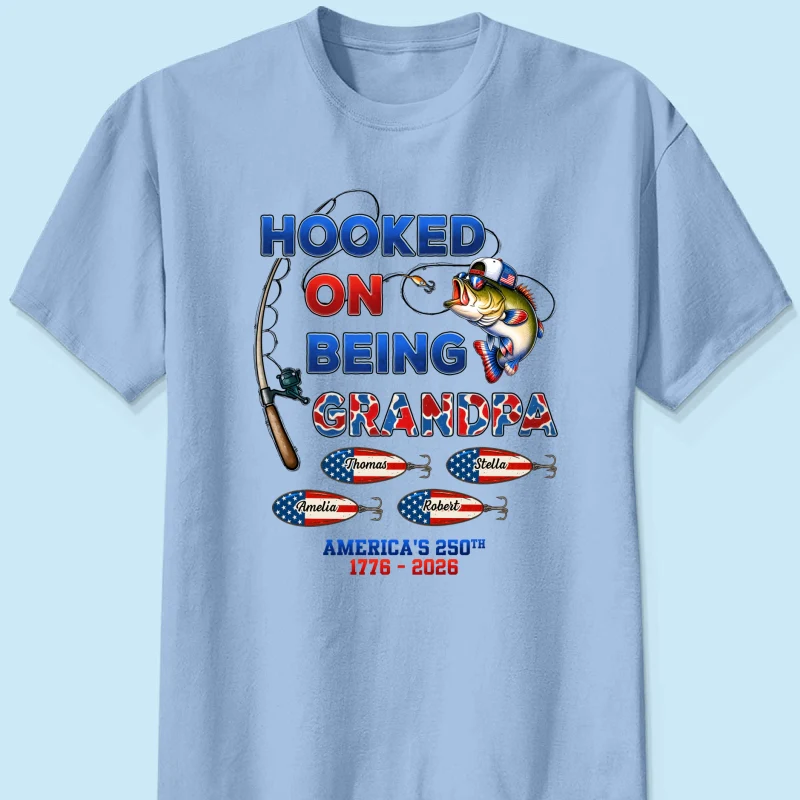 Fishing Grandpa Hooked On Freedom America 250th Anniversary - Personalized Shirt - Gift For Grandpa, 250 Years Of Freedom - Image 12
