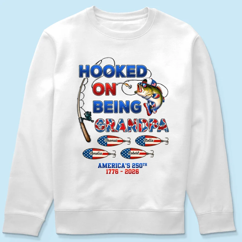 Fishing Grandpa Hooked On Freedom America 250th Anniversary - Personalized Shirt - Gift For Grandpa, 250 Years Of Freedom - Image 13