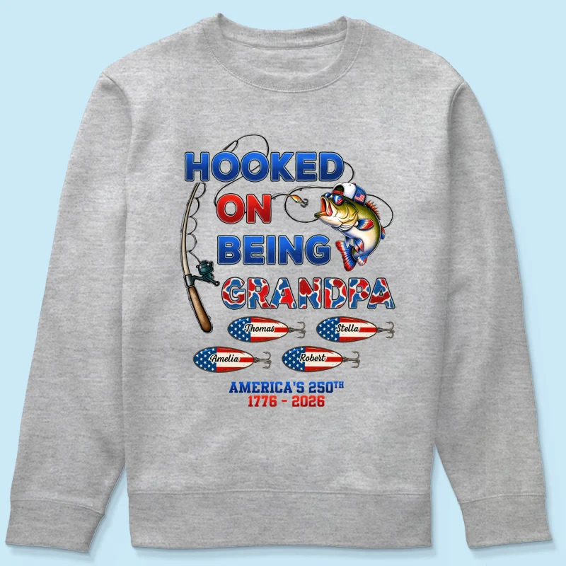 Fishing Grandpa Hooked On Freedom America 250th Anniversary - Personalized Shirt - Gift For Grandpa, 250 Years Of Freedom - Image 14