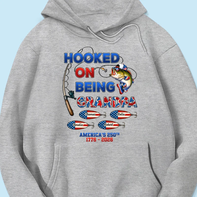 Fishing Grandpa Hooked On Freedom America 250th Anniversary - Personalized Shirt - Gift For Grandpa, 250 Years Of Freedom - Image 17