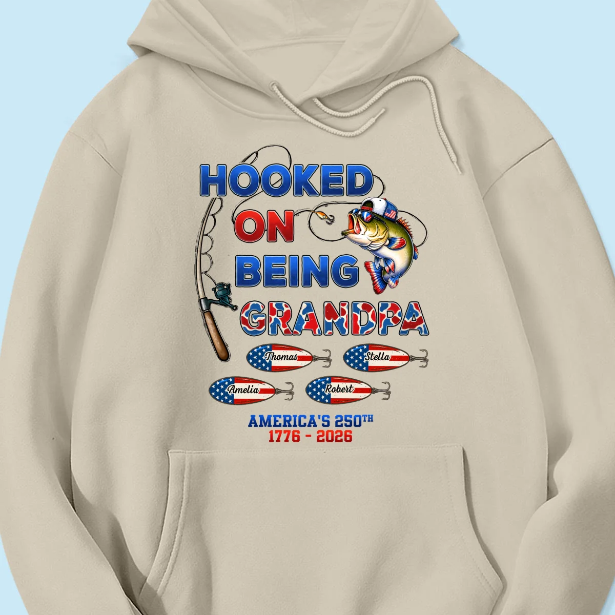 Fishing Grandpa Hooked On Freedom America 250th Anniversary - Personalized Shirt - Gift For Grandpa, 250 Years Of Freedom - Image 19
