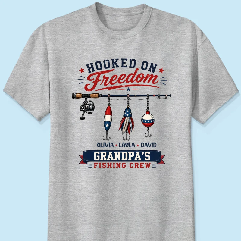 Fishing Grandpa Hooked on Freedom - Personalized Shirt - 250th Anniversary Patriot Shirt - Image 10