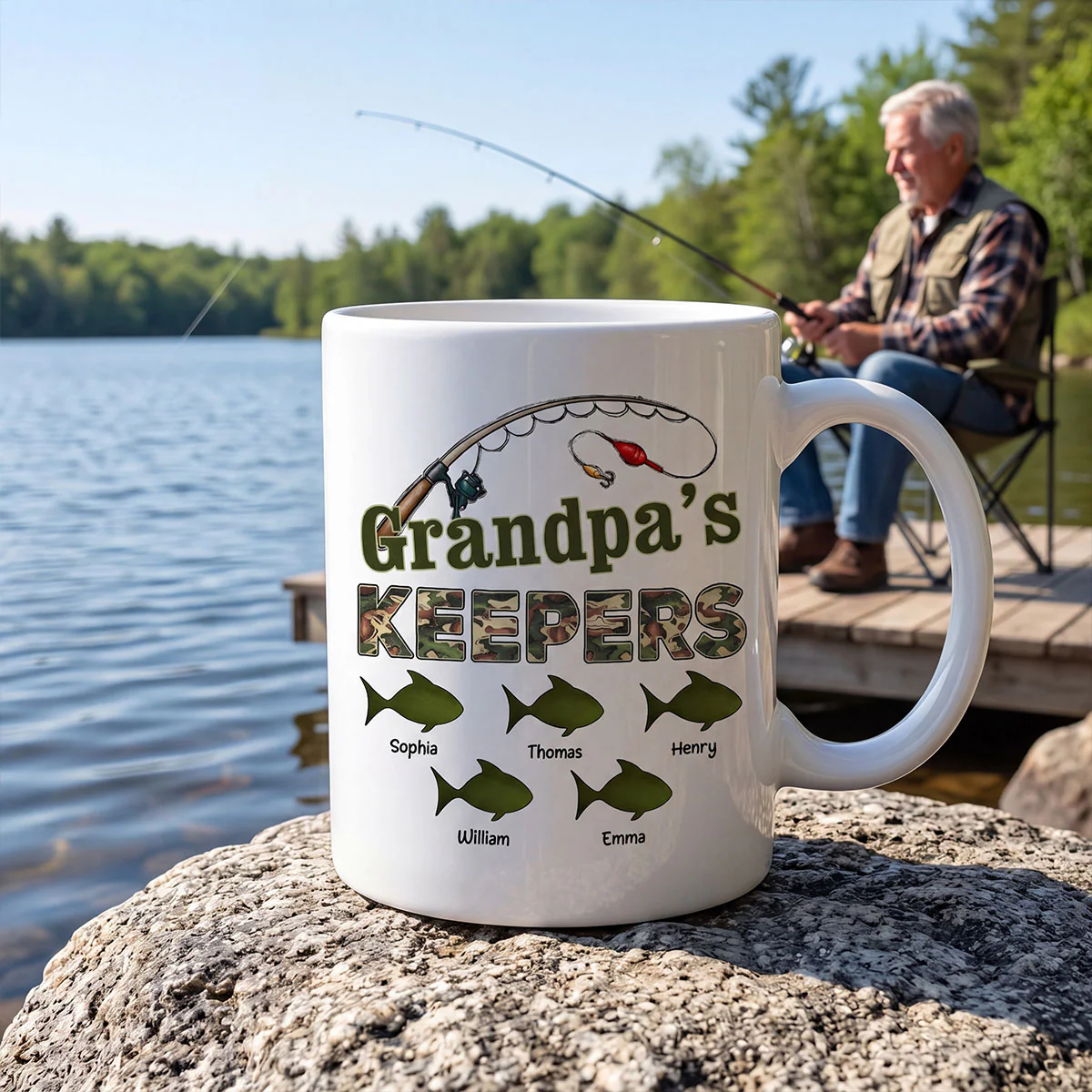 Fishing Grandpa's Keepers - Personalized Mug - Father's Day Gift For Grandpa, Dad - Image 2