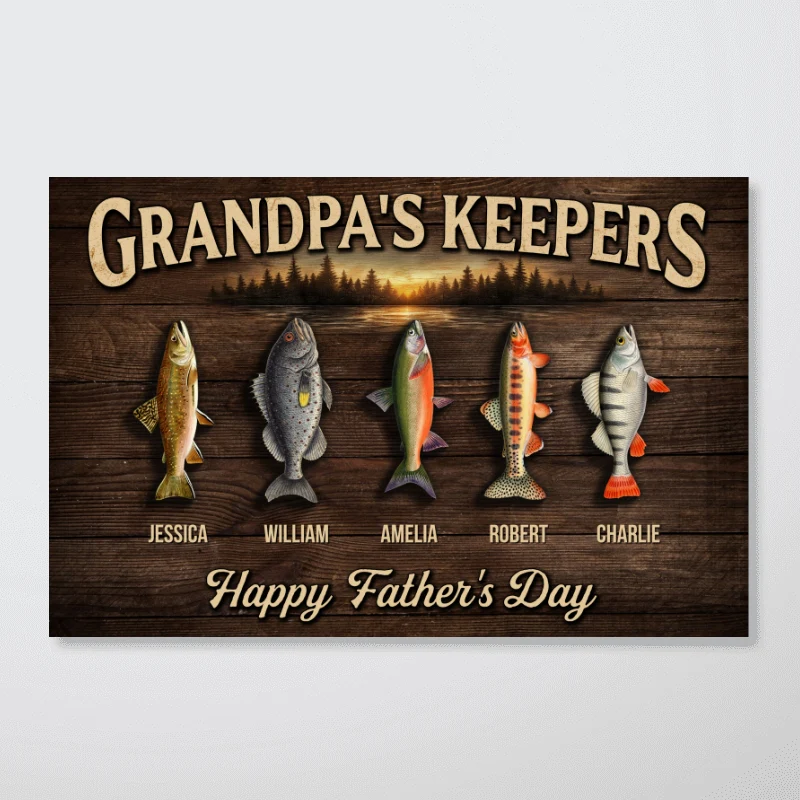 Fishing Grandpa's Keepers - Personalized Poster - Father's Day Gift For Grandpa, Dad - Image 11