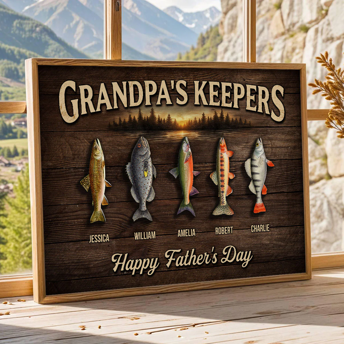 Fishing Grandpa's Keepers - Personalized Poster - Father's Day Gift For Grandpa, Dad - Image 2