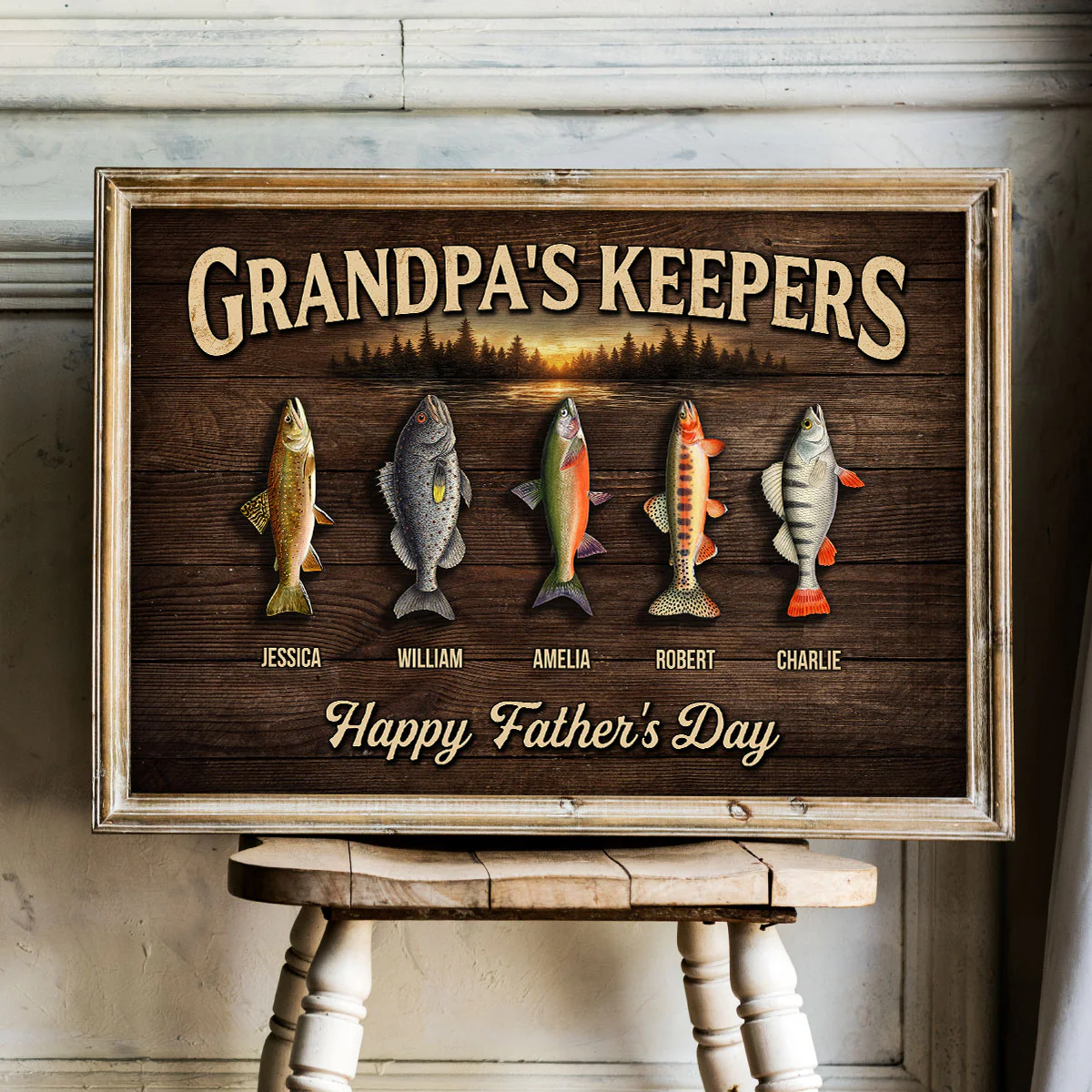 Fishing Grandpa's Keepers - Personalized Poster - Father's Day Gift For Grandpa, Dad - Image 3