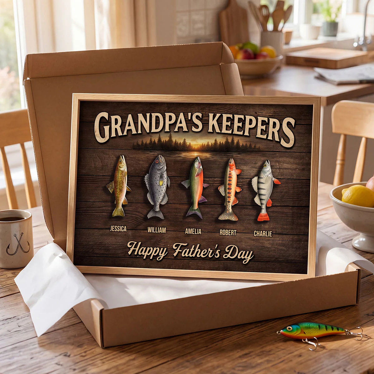 Fishing Grandpa's Keepers - Personalized Poster - Father's Day Gift For Grandpa, Dad - Image 6