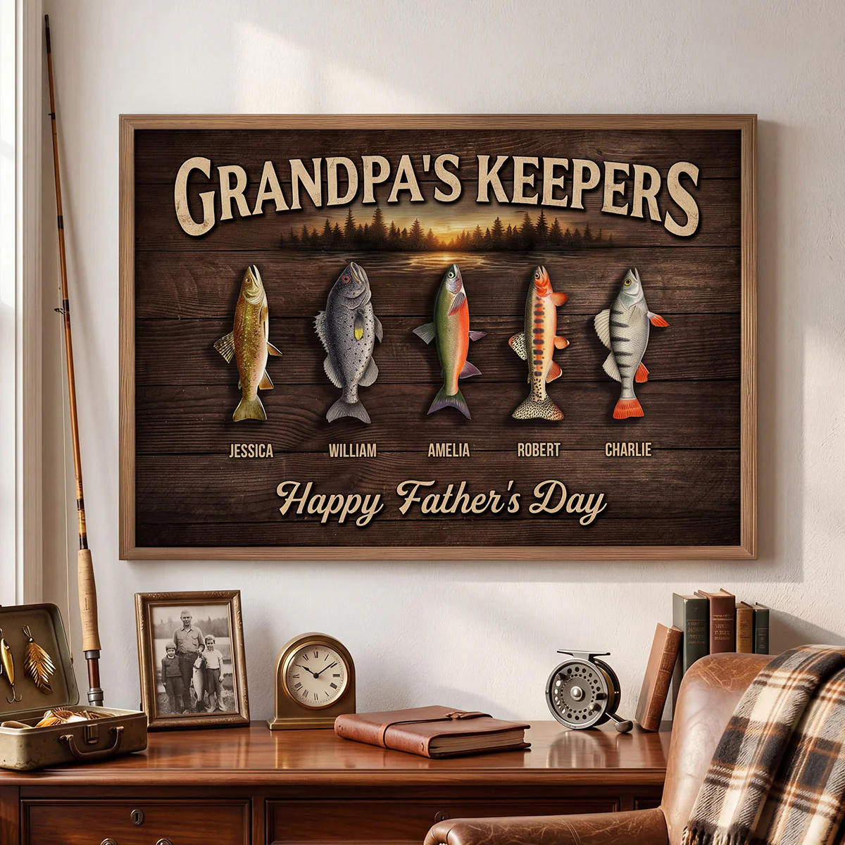 Fishing Grandpa's Keepers - Personalized Poster - Father's Day Gift For Grandpa, Dad - Image 8