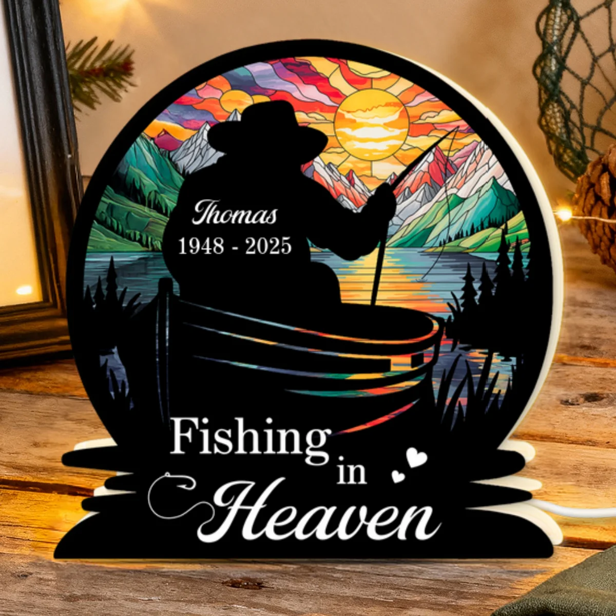 Fishing In Heaven Memorial - Personalized Light Box - Memorial Keepsake For Family - Image 10