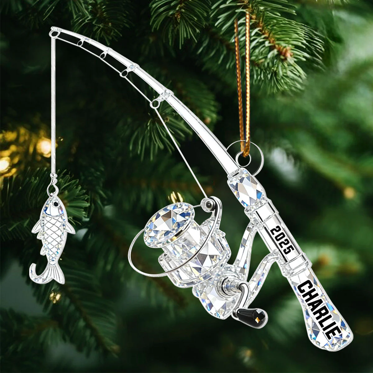 Fishing Rod - Personalized Acrylic Ornament - Christmas Gift for Fishing Lover - Image 4