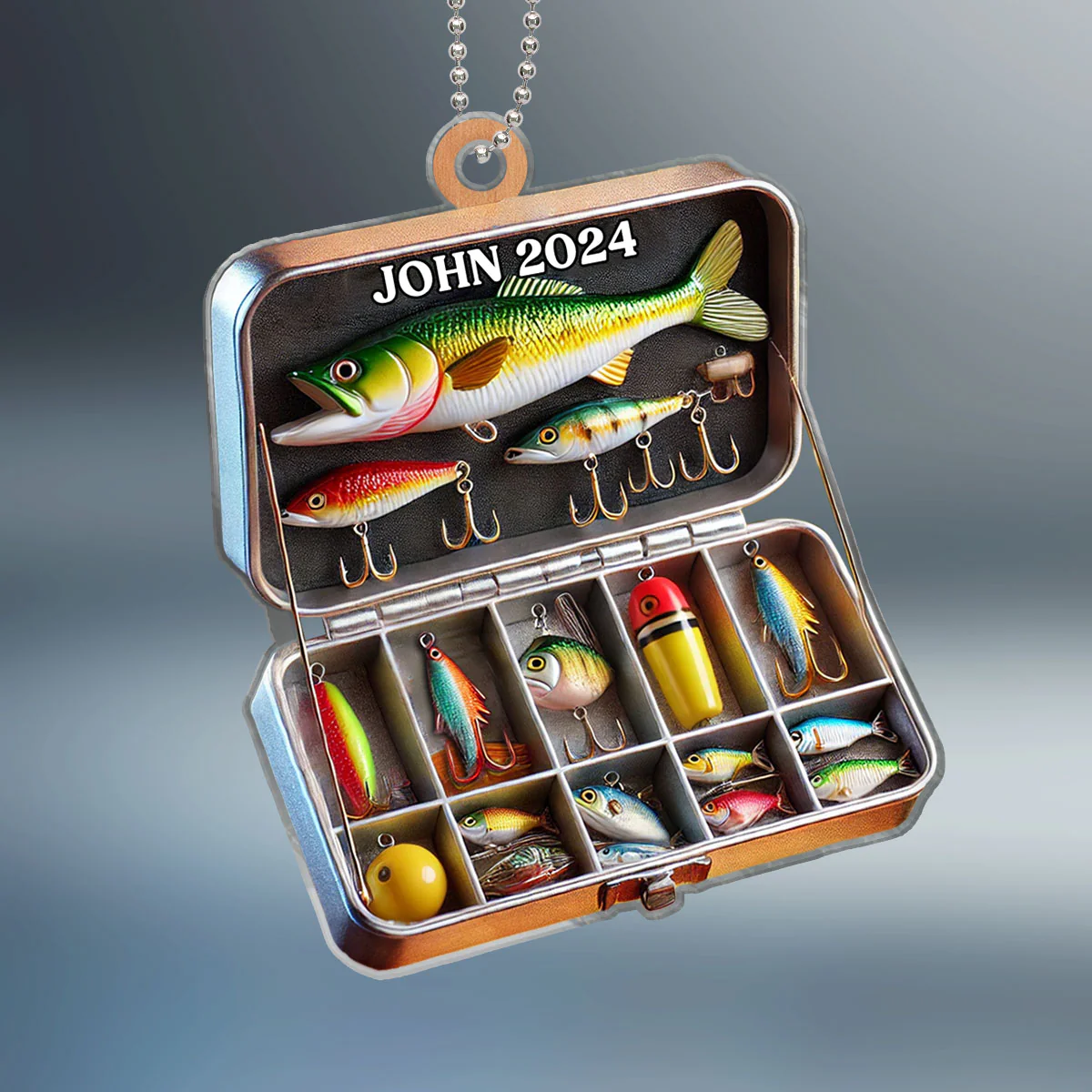 Fishing Tackle Box 2D Flat Acrylic Ornament Not 3D, Fisherman Ornament, Fishing Dad Ornament, Christmas Gifts Tackle Box, Gifts for Him - Image 2