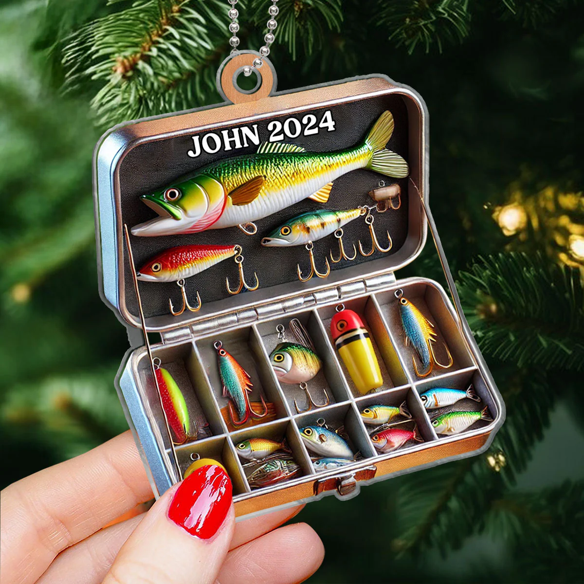 Fishing Tackle Box 2D Flat Acrylic Ornament Not 3D, Fisherman Ornament, Fishing Dad Ornament, Christmas Gifts Tackle Box, Gifts for Him - Image 3