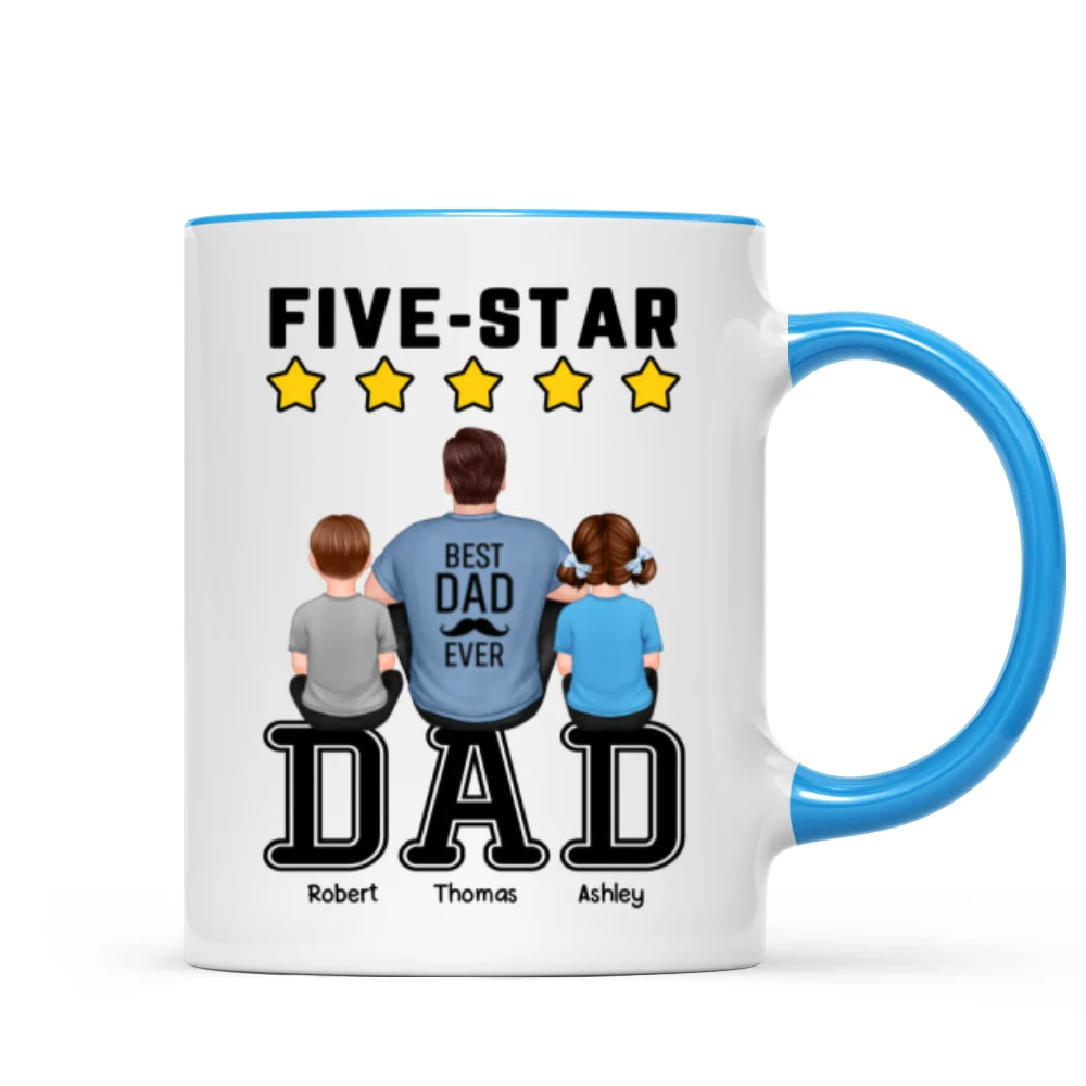 Five - Star Dad Back View Dad And Kids Personalized Mug - Image 8