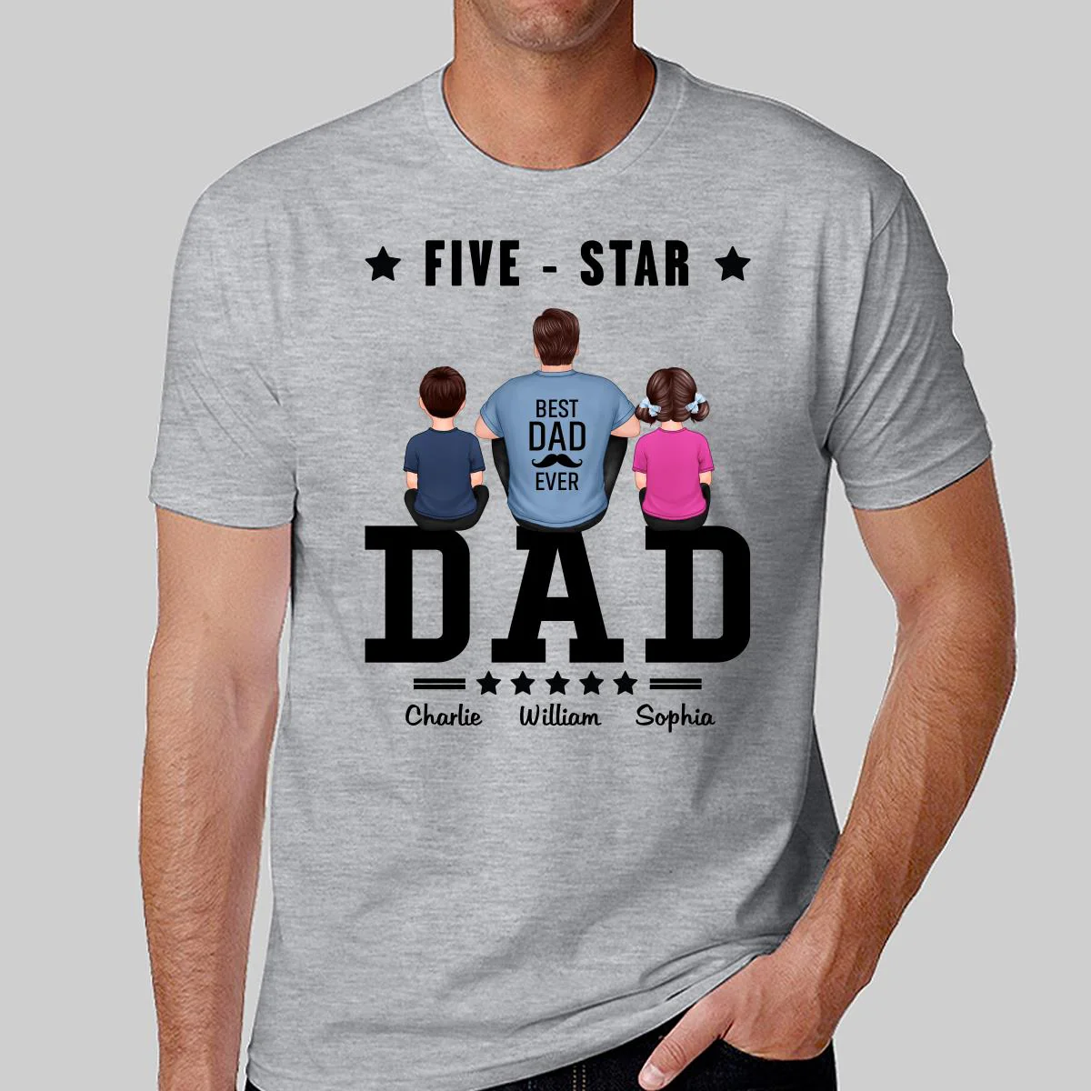 Five Star Dad Father‘s Day Gift Personalized Shirt - Image 2