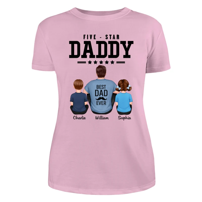 Five Star Dad Grandpa Back View Sitting Personalized Shirt - Image 11